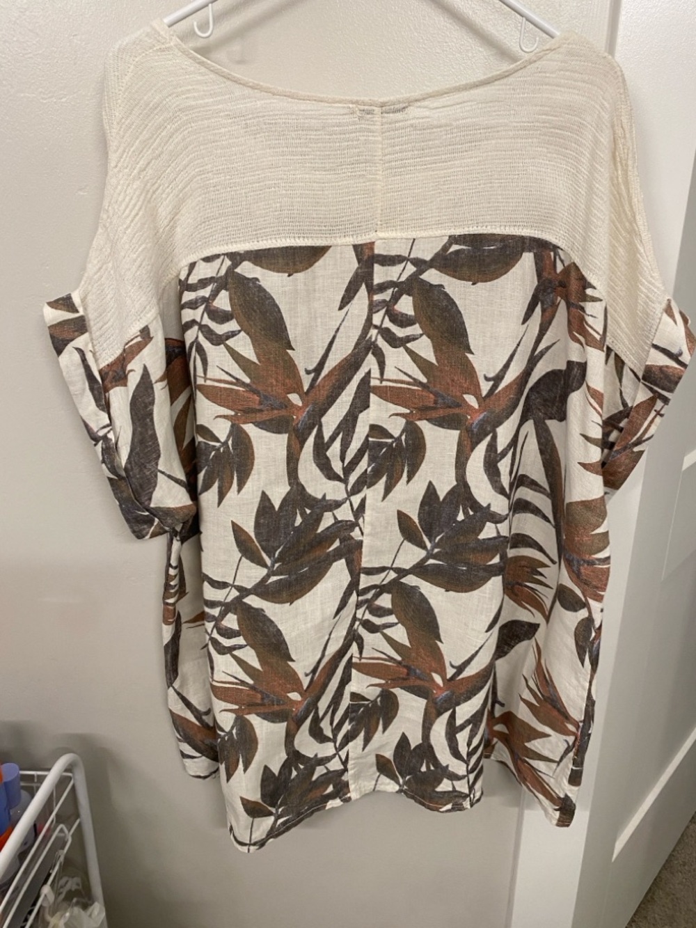 Relaxed Cream Botanical Print Tunic Top